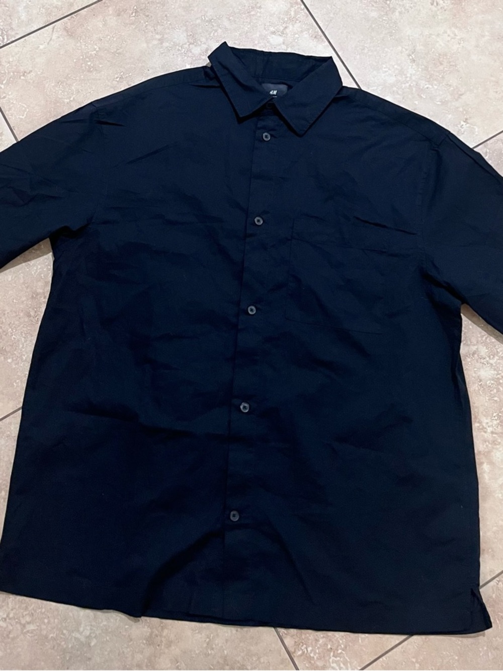 H&M Black Loose Fit Button-Down Shirt